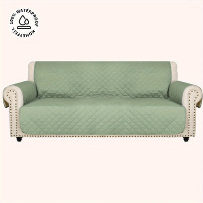Sofa Cover Quilted Microfiber Three-Seat Panel Set with Two Foam Tubes, Straps and Side Pocket