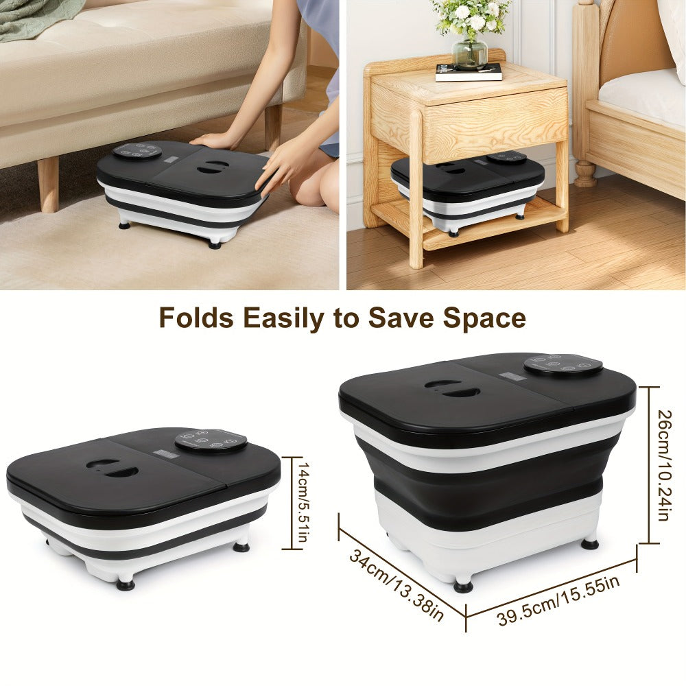 Foldable Foot Spa Bath with 20 Massage Rollers, Touchscreen Temperature Display, Remote Control & Shower