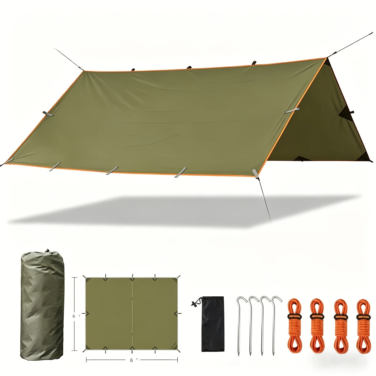 Camping Tarp Canopy with UV Protection – Portable Foldable Waterproof Shelter Tent for Backpacking, Hiking, Garden