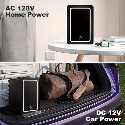 Mini Fridge 1.59 Gal 9-Can - AC/DC Portable Cooler & Heater, Silent Thermoelectric Refrigerator for Skincare