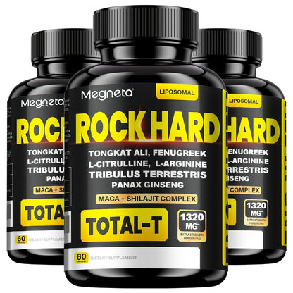 Rock Hard Supplements 180 Capsules 90-Day Supply – L-Arginine, Tongkat Ali, Tribulus & Fenugreek Plant Blend for Men's Energy