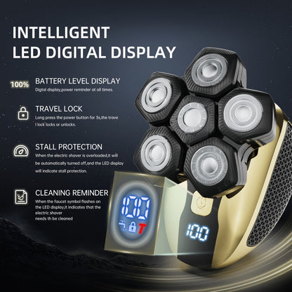 Electric Head Shaver for Bald Men 7D 7 Floating Heads – All-in-One Grooming Kit with Nose Hair Trimmer & Facial Cleaning Brush