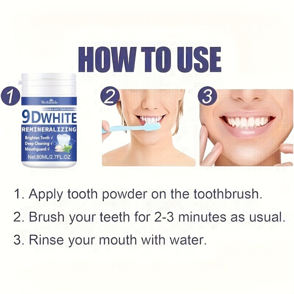 Hydroxyapatite Tooth Powder 3-Pack Remineralizing Whitening Deep Cleaning Mint Fresh Breath Enamel Oral Care