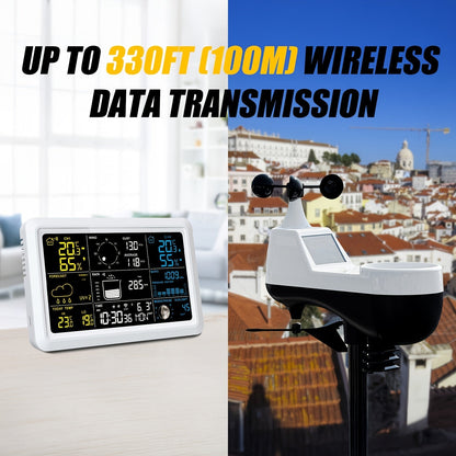 WiFi Weather Station | 7-in-1 Rain Gauge Wind Speed App Forecast