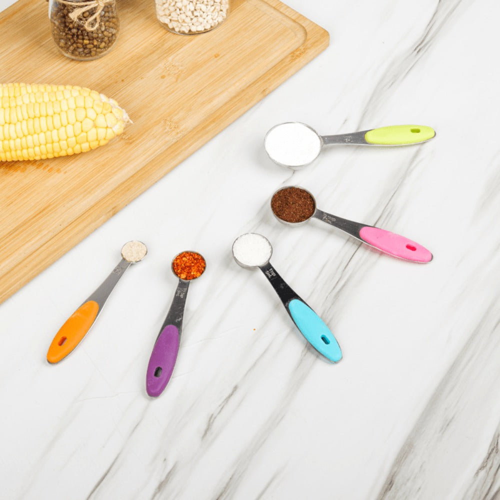 Measuring Cups and Spoons Set 10-Piece Stainless Steel with Silicone Handle, Precise Baking & Cooking Measurement Tools