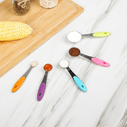 Measuring Cups and Spoons Set 10-Piece Stainless Steel with Silicone Handle, Precise Baking & Cooking Measurement Tools