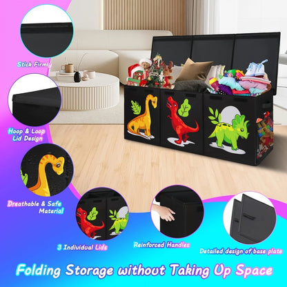 Kids Collapsible Storage Box with Lid Large Toy Chest Bin Organizer Durable Cardboard Flip for Entryways, Bedrooms and Living Spaces