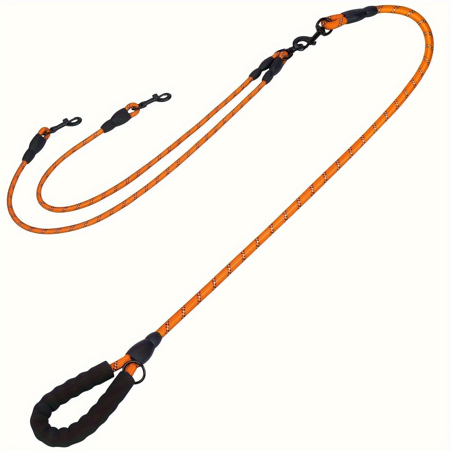Dual Dog Walking Leash with Padded Handle, Two 30-Inch Branches and Six Reflective Color Options