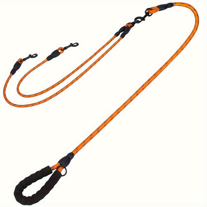 Dual Dog Walking Leash with Padded Handle, Two 30-Inch Branches and Six Reflective Color Options