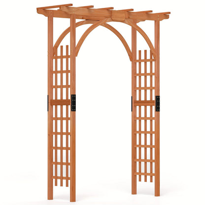 Cedar Wood Arbor 84" Double Lattice Garden Arch Pergola Trellis for Garden, Patio and Yard Use