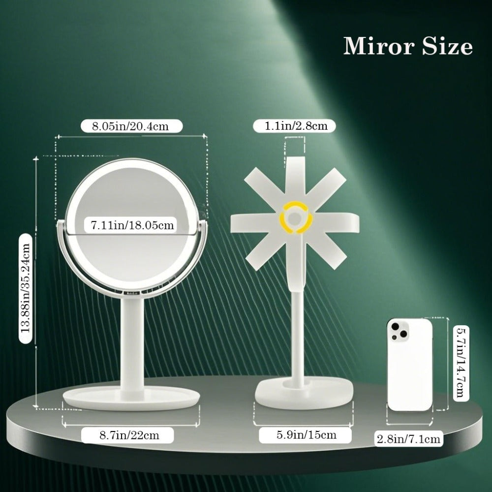 Makeup Mirror with Lights, 8-Inch Dual-Sided 1X and 25X with 80 LEDs, Three Light Colors, Touch Control and USB-C Charging