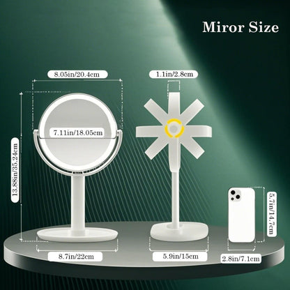 Makeup Mirror with Lights, 8-Inch Dual-Sided 1X and 25X with 80 LEDs, Three Light Colors, Touch Control and USB-C Charging
