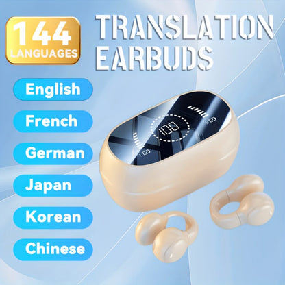 Open-Ear AI Translation Earbuds 144 Languages Real-Time Translator, Wireless Translator Headphones USB-C Charging