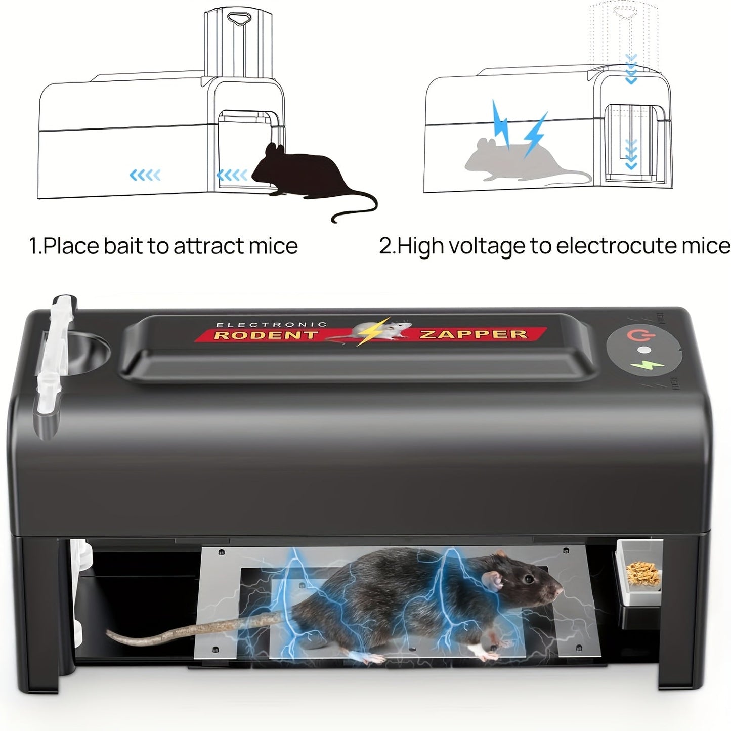Electric Mouse Trap, High Voltage USB Battery Indoor Outdoor Pest for Garden, Yard and Pest Management