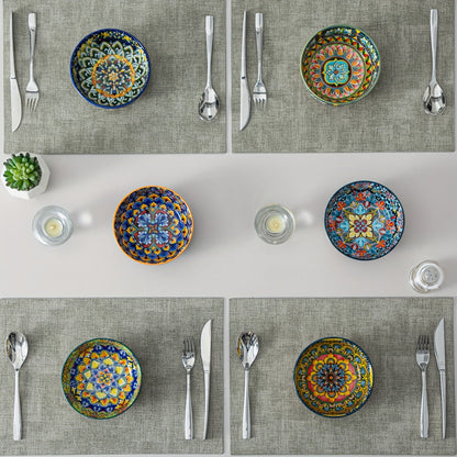 Cereal Bowl Set of 6 Bohemian Style 26oz for Home Cooking, Dining and Outdoor Meals, with the Listed Configuration