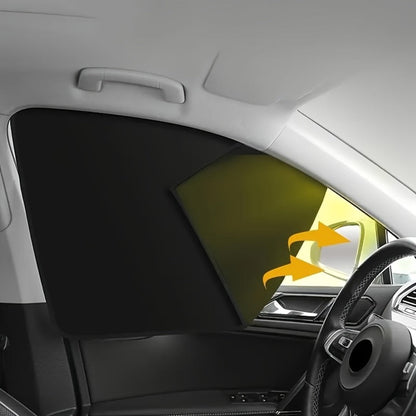 Car Sunshade Magnetic 4-Piece Set with 8 Magnets | Black Mesh UV Protection Window Blocker, Privacy Screen, Easy Install