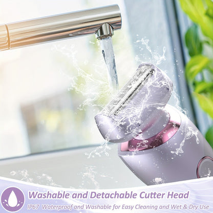 Electric Shaver Bikini Razor with Stainless Steel Blade, Rechargeable Power and Waterproof Wet/Dry Use in Purple