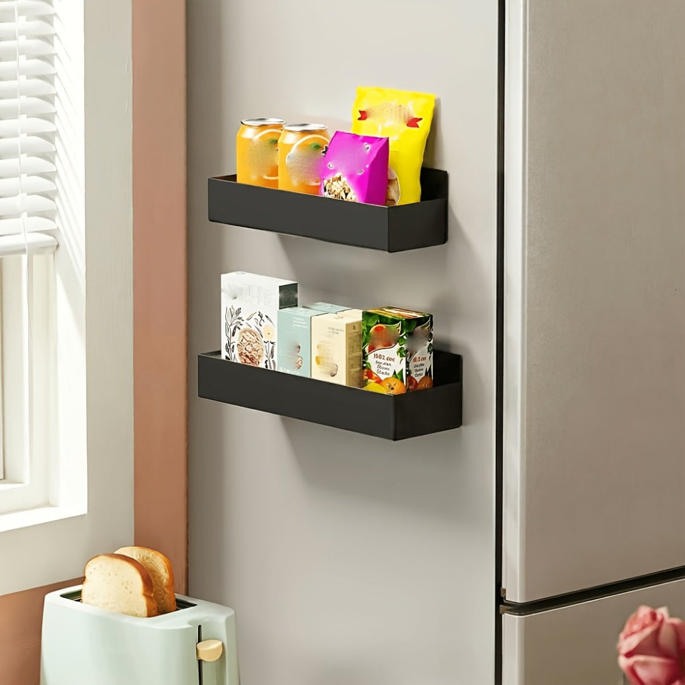Magnetic Refrigerator Storage Rack 2/4pcs Fridge Side Organizer, Multi-Purpose Magnetic Storage Box for Kitchen Bathroom