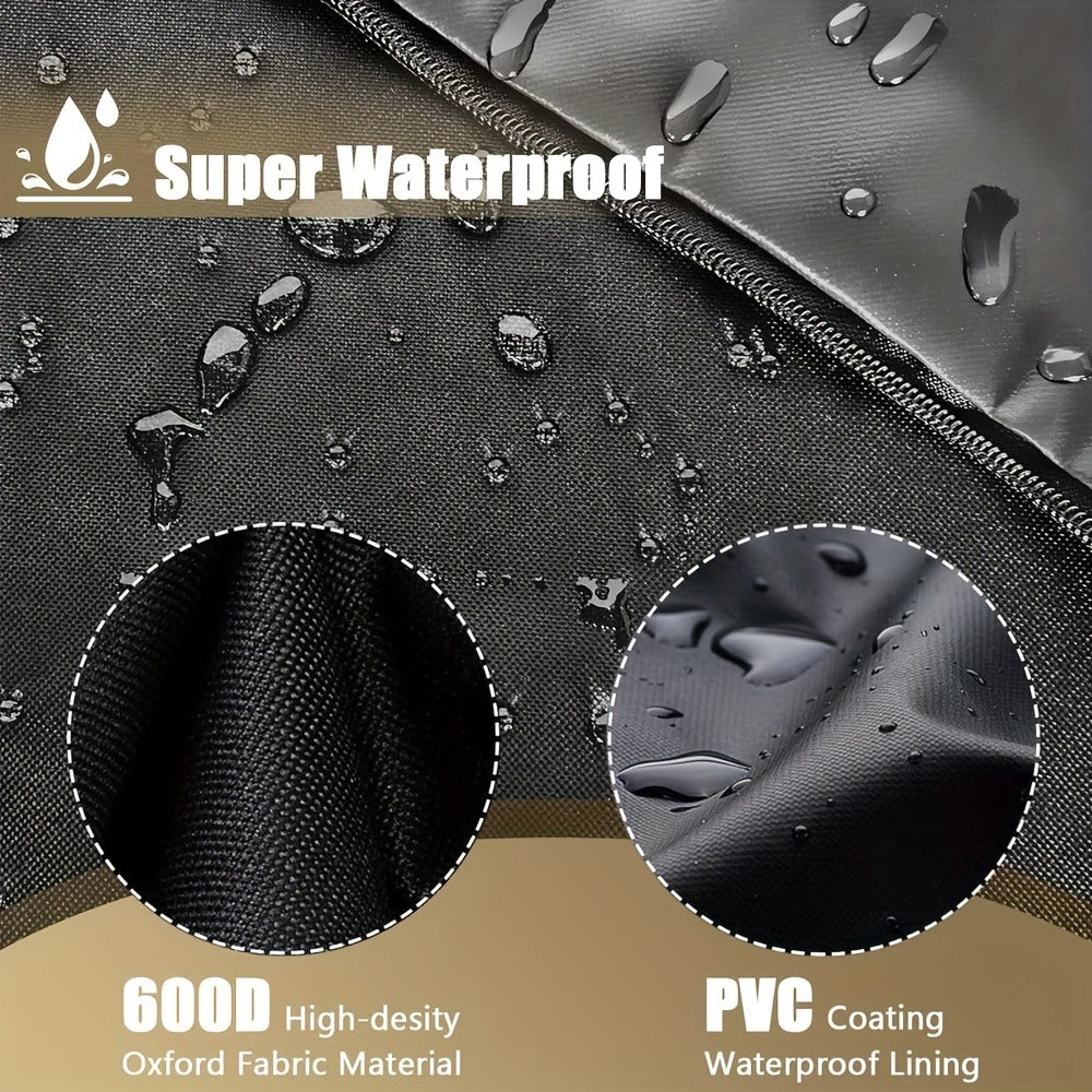 600D Weatherproof Outdoor TV Cover with Roll-Up Flap & 3-Side Zipper – Non-Scratch Liner, Remote Pocket, Wall Mount Compatible, 30–50 Inch