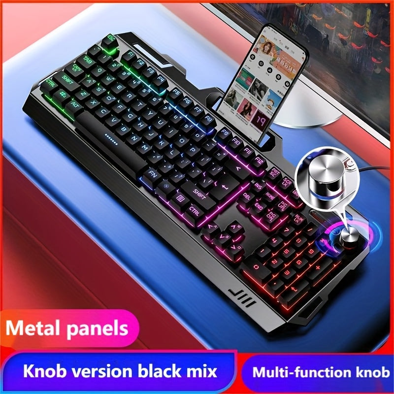 Full-Size 104-Key Wired Gaming Keyboard with Volume Knob in Seven White or Black Options Pictured
