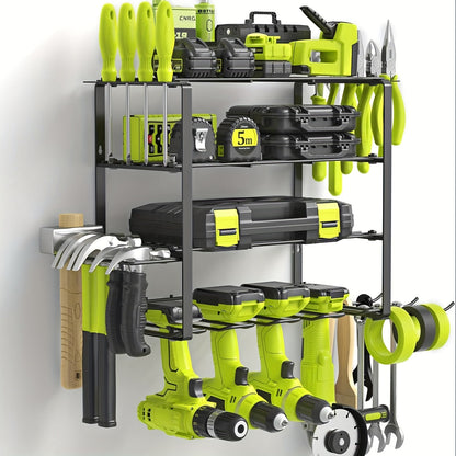 Power Drill Holder Wall Mount, Tool Storage Rack with 3/4 Layer Floating Shelf, Cordless Drill Organizer