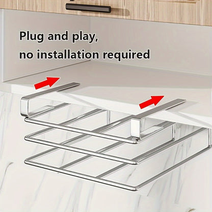 Kitchen Organizer Cutting Board Hook Rack in Carbon Steel for Cabinet-Door or Wall-Mount Storage in Black