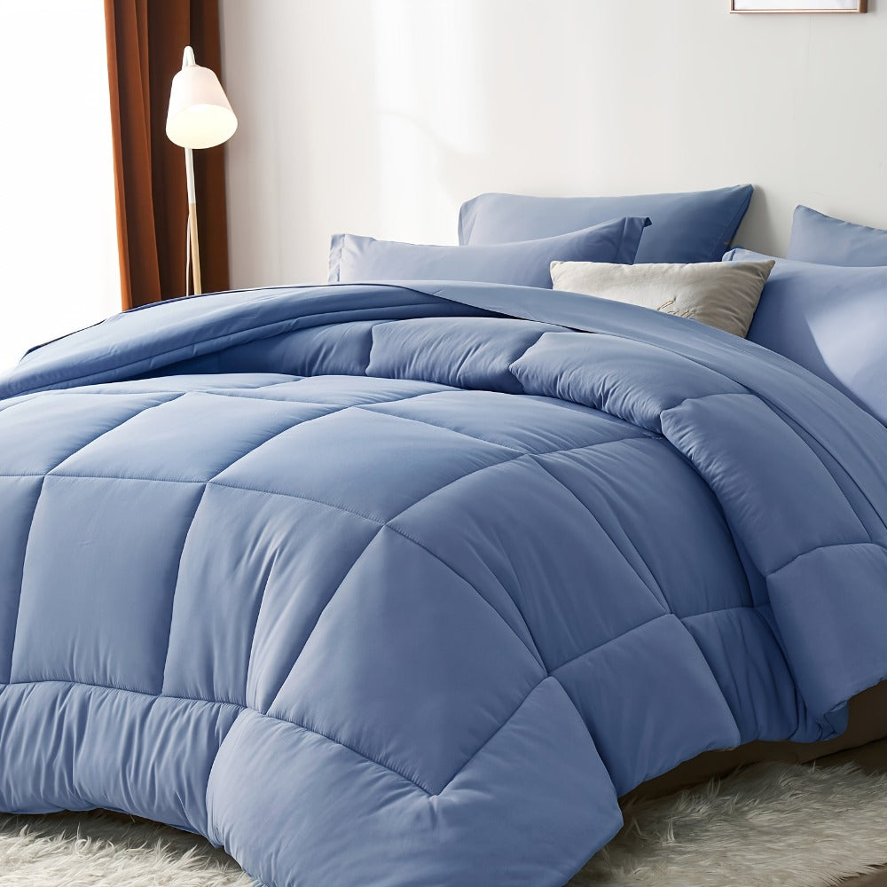 Checkered Microfiber Bed-in-a-Bag Comforter Set with Coordinated Sheets, 16 Color or Code Options and Four Sizes