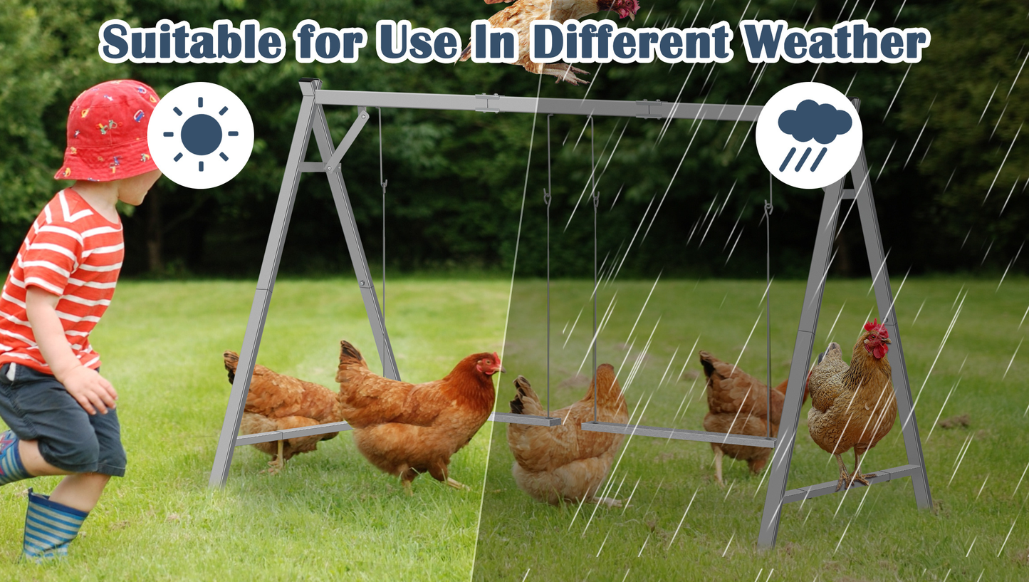 Chicken Swing Coop Toy Metal Perch for Backyard Hens Roosters Parrots Rabbits Promotes Exercise Balance for Garden, Patio and Yard Use