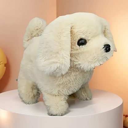 Walking Barking Robot Dog Toy for Adults Teens, Plush Biomimetic Puppy with Expressive Eyes, One-Button Control