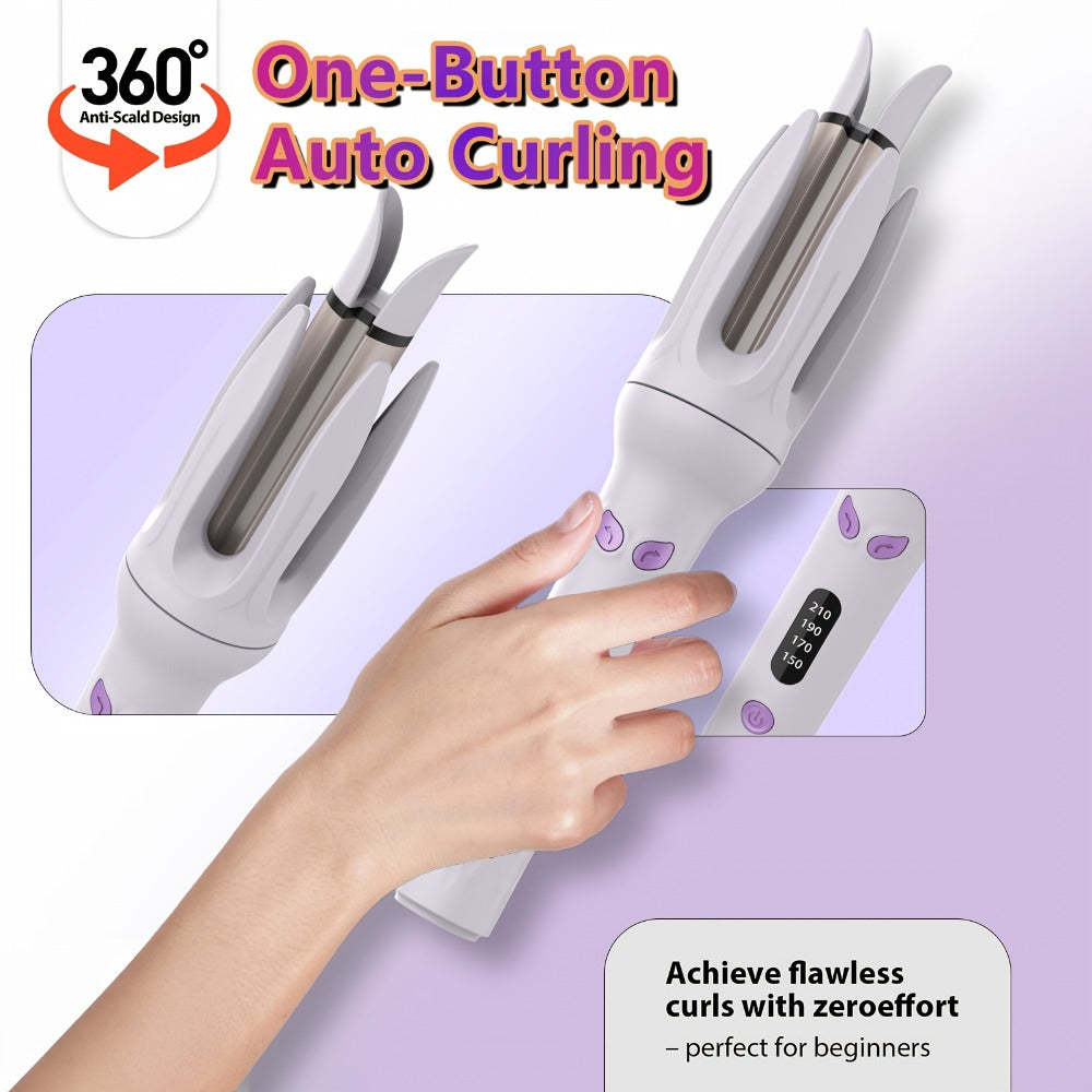 Hair Curler 28mm Barrel Negative Ion Technology 4 Temperature Settings Fast Heating Portable for Home, Travel and Salon Hair Styling