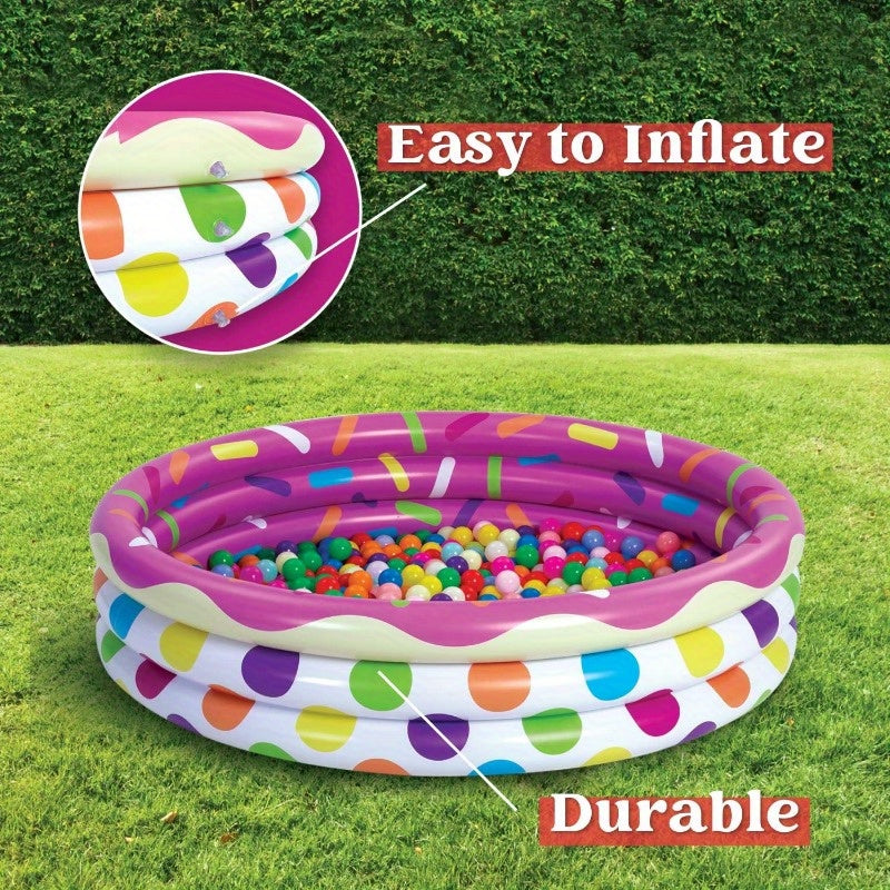 Kiddie Pool 3-Pack, 45 Inch Inflatable Swimming Pool for Kids with Fun Watermelon Pineapple Cupcake Designs