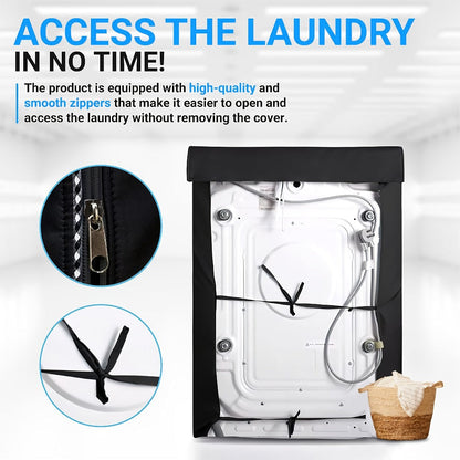 Two-Piece Washer and Dryer Cover Set with Roll-Up Access Panels in Black or Silver Checkout Options