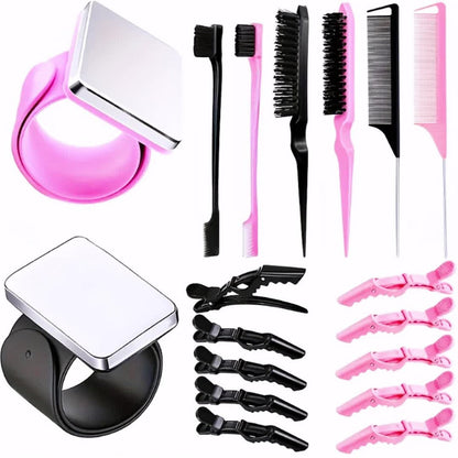 Hair Sectioning Clips 18-Piece Set with Crocodile Clips, Silicone Patting Separator & Curling Wrist Bracelet – Salon Perming
