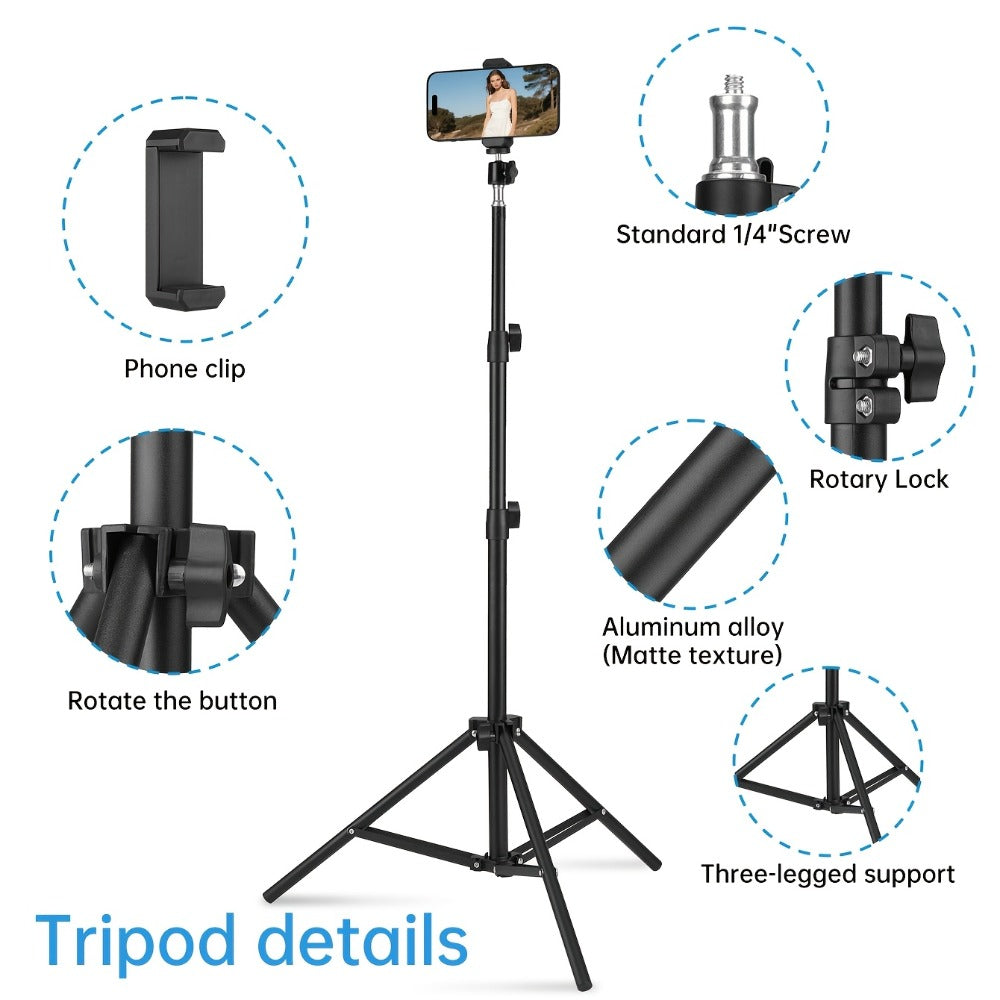 Adjustable Photography Light Stand Foldable Floor Tripod, Portable Collapsible Studio Stand for Camera