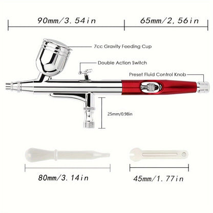 Airbrush Kit Dual-Action Gravity Feed – 0.3mm & 0.5mm Needle Sets, 7cc 20cc 40cc Cups, Complete Air Brush Gun Set for Nails, Makeup
