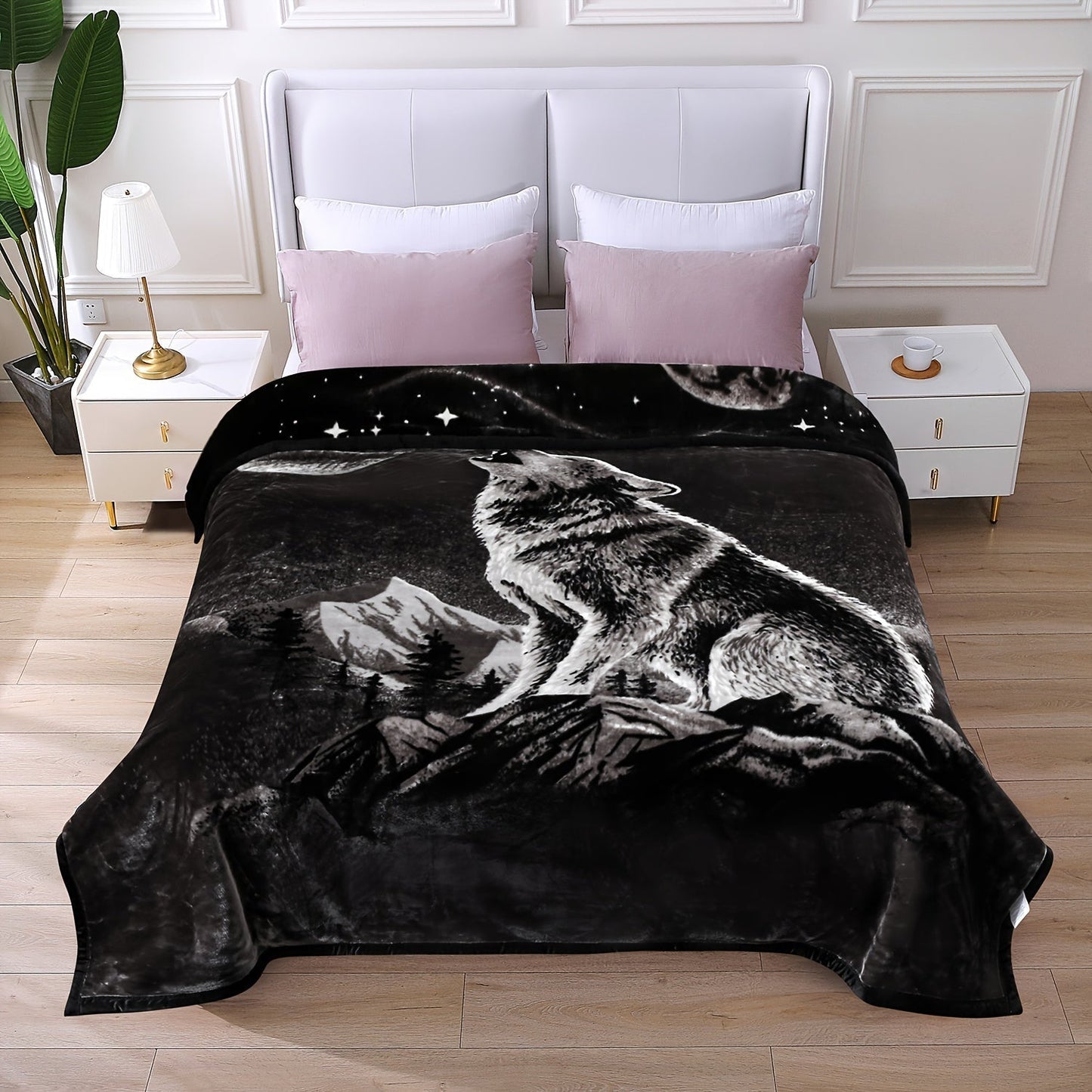 Reversible Plush Blanket 2-Ply 520GSM Milk Velvet - Queen King Size Blanket with Vibrant Animal & Floral Designs