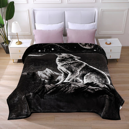 Reversible Plush Blanket 2-Ply 520GSM Milk Velvet - Queen King Size Blanket with Vibrant Animal & Floral Designs