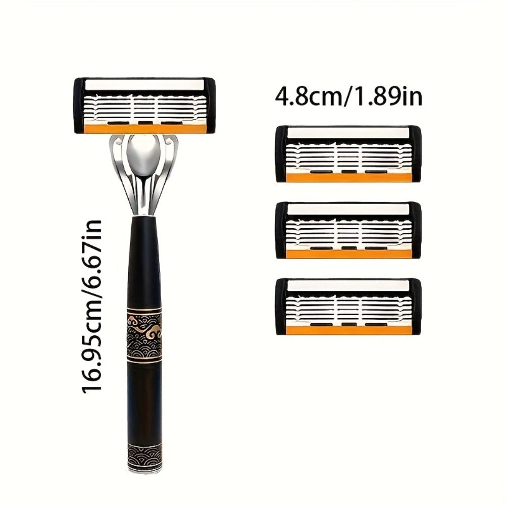 Men's Razor 6-Layer Blade Refill Kit with Handle Smooth Precise Shaving – Multiple Options 6 12 24 30 36 Blades Cartridge Razor