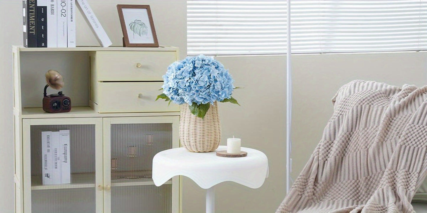 Artificial Flowers 21-Inch Full-Latex Hydrangea Stems in 4 or 8-Piece Sets with Flexible Wire