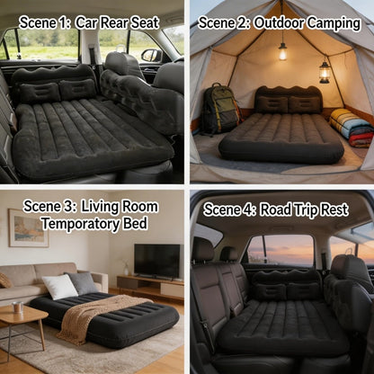 Car Inflatable Mattress for SUV Back Seat – Portable Foldable Air Bed, PVC Flocking, with Air Pump, 2 Pillows & Storage Bag (5 Colors)