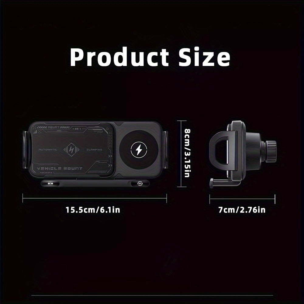 Car Wireless Charger Mount for Samsung Galaxy Z Fold 15W Auto-Clamping Fast Charging Holder, 360° Rotating Ball Joint