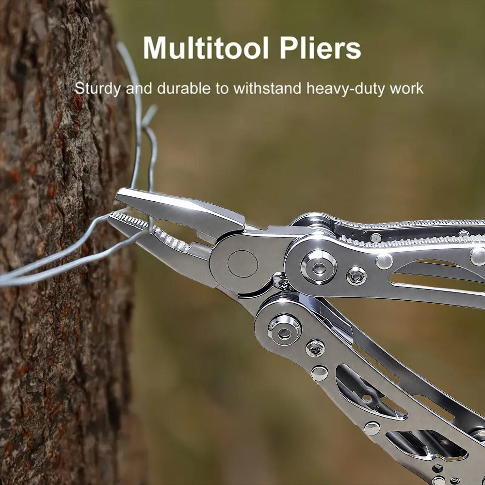 Multitool Pliers Folding Pocket, Carbon Steel Multi-Function Pliers with Wire Cutter Screwdriver & Anti-Slip Handle