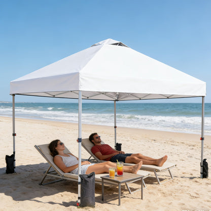 Dual-Vent 10x10ft Pop-Up Canopy Tent with Center-Hub Frame, Three Colors and Wheeled Carry Bag