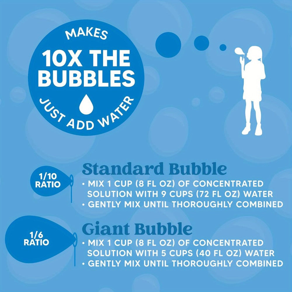 64oz Bubble Solution Refill 2-Pack Concentrate, Makes 5 Gallons, Compatible with Bubble Machines