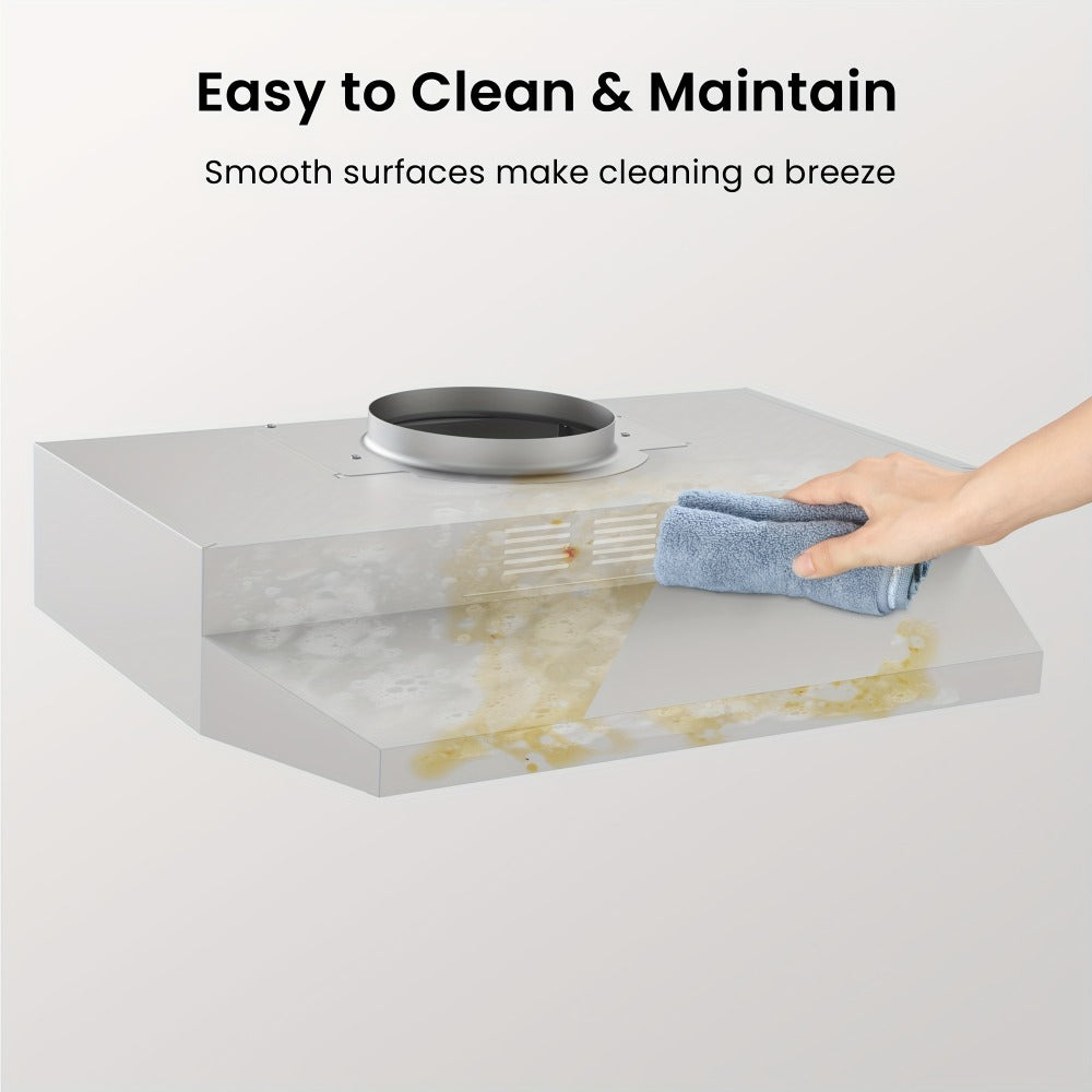Range Hood 30 Inch Under Cabinet 350 CFM Ducted Ductless Convertible Kitchen Vent Hood for Home Cooking, Dining and Outdoor Meals