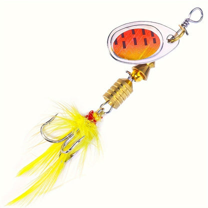 Fishing Lure Set 16-Piece Metal Spinner Spoon Baits with Feathered Single Hooks, Mixed Colors and Zipper Storage Case