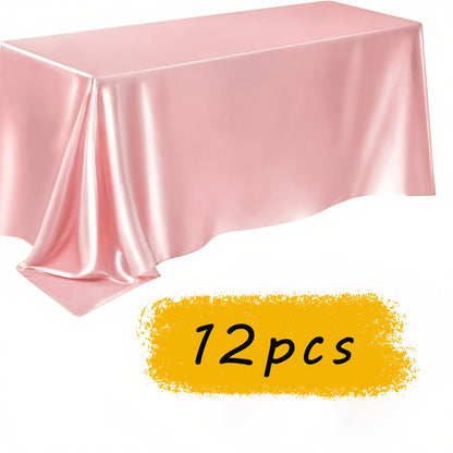 Tablecloth Satin Rectangle Cover 12-Piece Set in 57 x 102-Inch Size and Fourteen Colors for Events