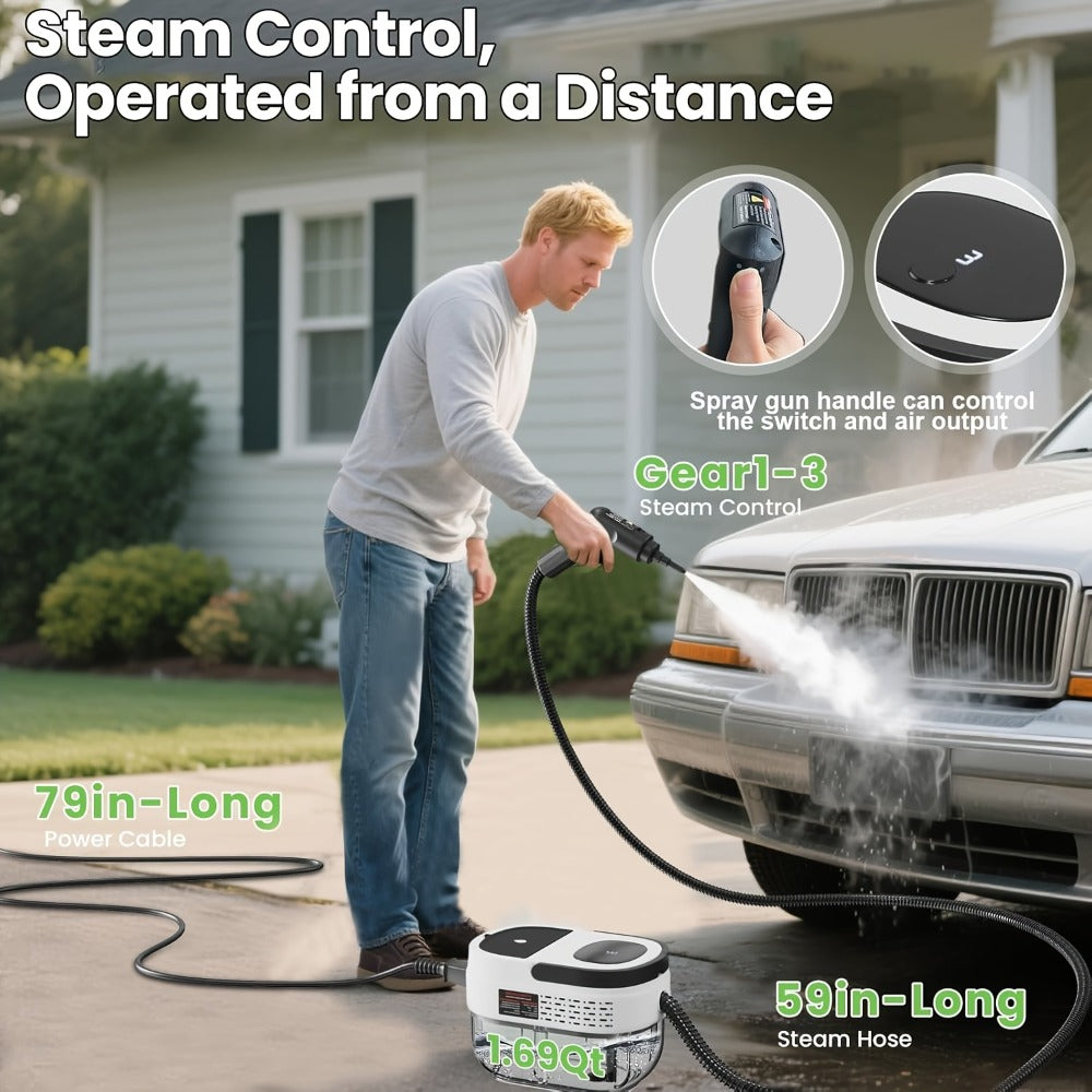 Steam Cleaner 1500W 1.6L Tank Model with 3-Level Hand Control, 221°F Steam and Multi-Tool Kit