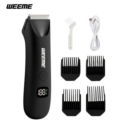 Men's Body Hair Trimmer USB Rechargeable – Chest, Leg & Armpit Hair Trimmer with LCD Display & LED Light, Cordless Electric Body Groomer