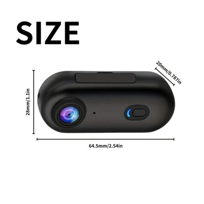 Mini Action Camera Thumb Size Wide Angle Lens 800mAh Battery with Memory Card Wearable Pocket for an Everyday Personal Care Routine